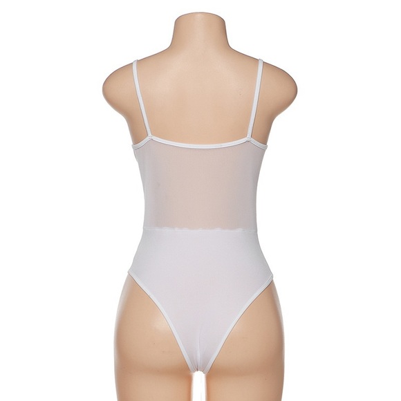 Woman adult sheer crop top- white - Picture 3 of 8